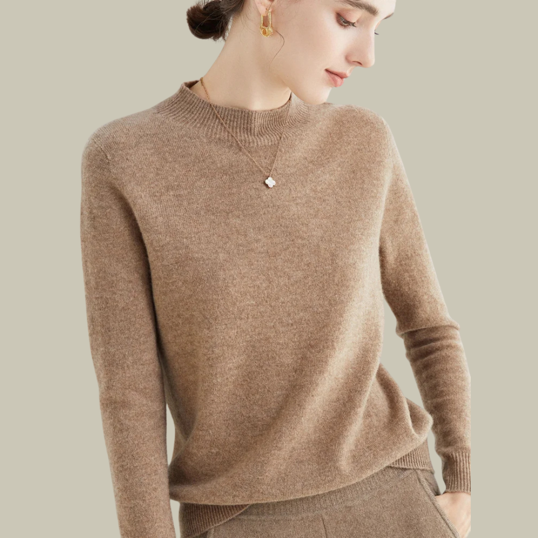 Paige women's wool blend mock neck sweater classic fit soft knit everyday layering essential
