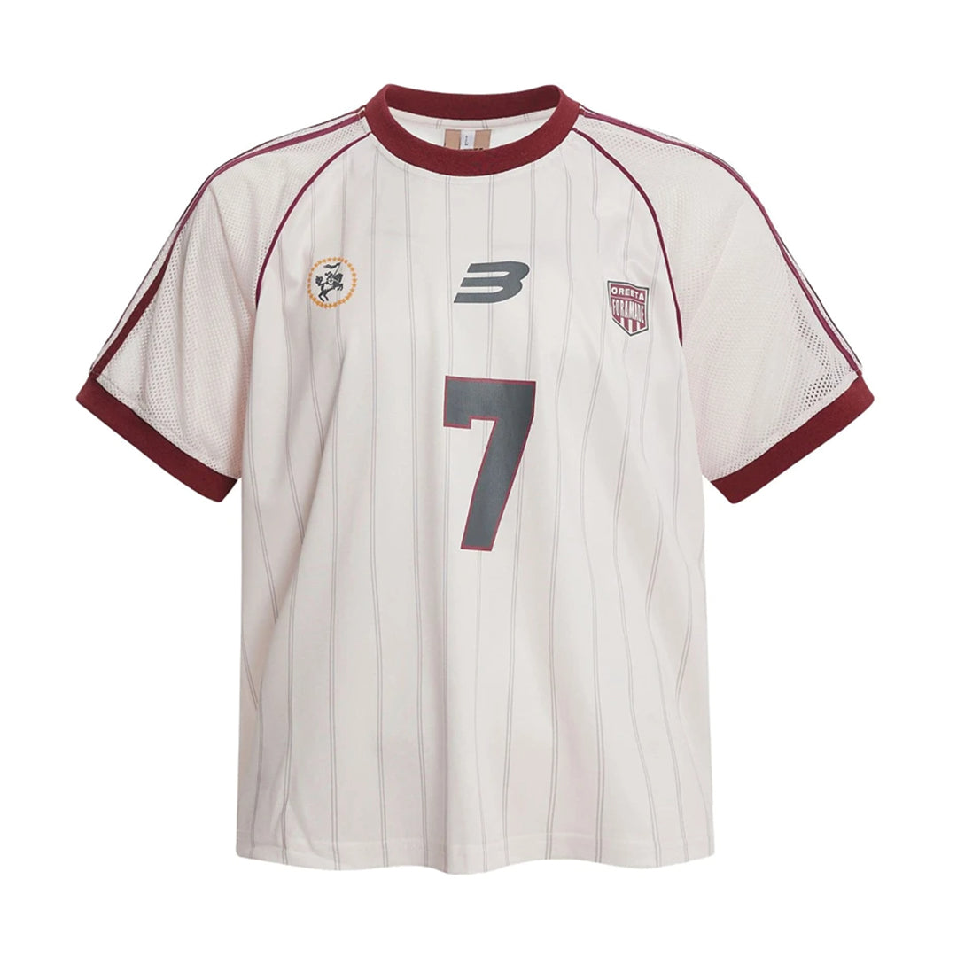 Black athletic jersey number 7 slim-fit performance top with textured mesh sleeves for breathability