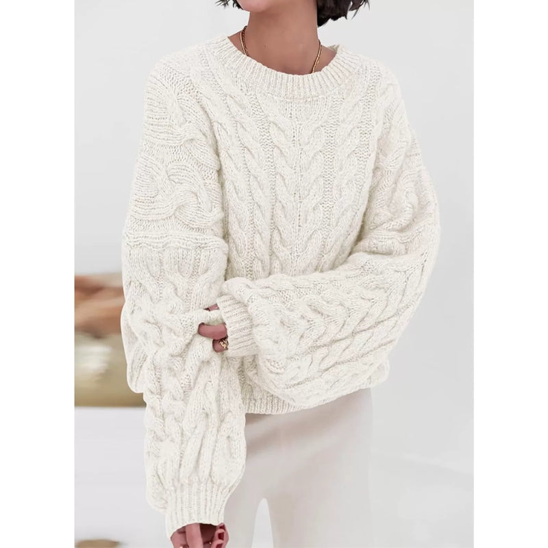 Oversized chunky knit sweater for women cozy soft yarn relaxed drape cold weather warmth