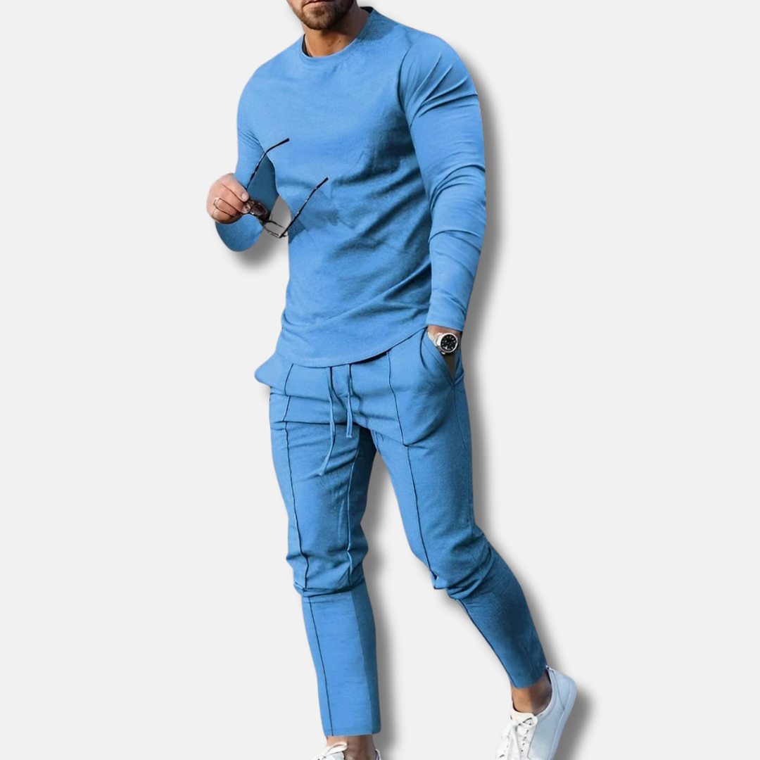 Men's slim fit two-piece sweatsuit set cotton blend breathable streetwear style comfort outfit