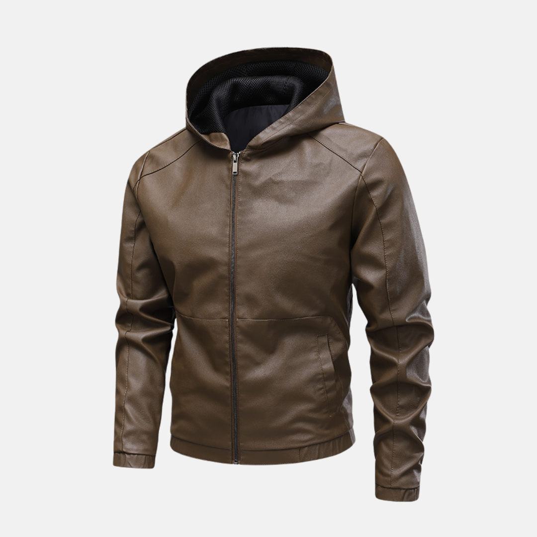 Men's slim fit hooded jacket navy blue panel design full zip wind blocking cuffs Nordisk Flair