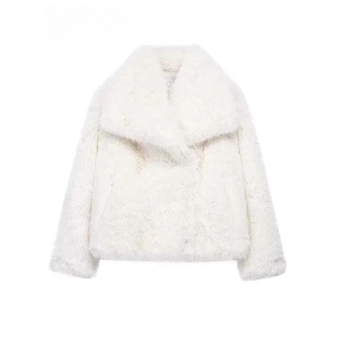 Women's cropped faux fur coat tailored fit in plush texture, chic layering piece for day to night