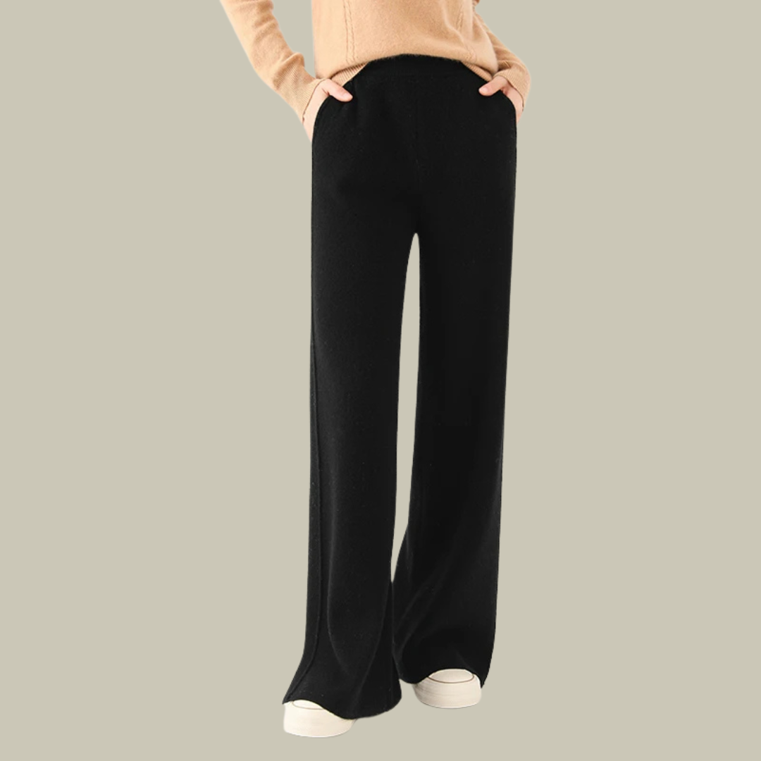Women's high waist wide leg wool trousers classic cut office-ready structured silhouette