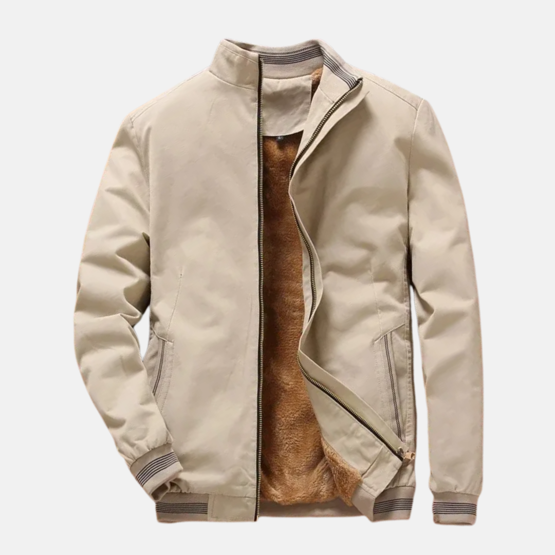Men's black pilot jacket fleece-lined relaxed fit zipper closure classic aviation style