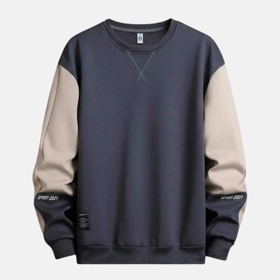 Men's relaxed fit two-tone raglan sweatshirt with ribbed trim, cotton-blend comfort