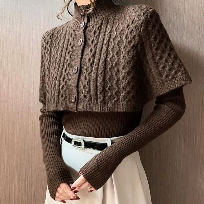 Women's textured knit two-piece set soft winter coordinated top and bottom versatile layering