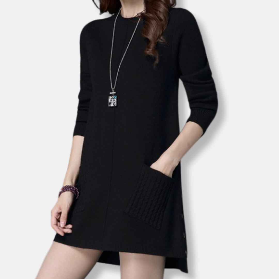 Women's Isabella relaxed fit crewneck sweater dress cozy winter knit long sleeves everyday style
