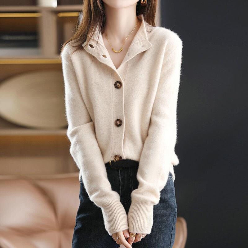Women's relaxed fit cardigan soft breathable fabric front button closure casual everyday layering piece