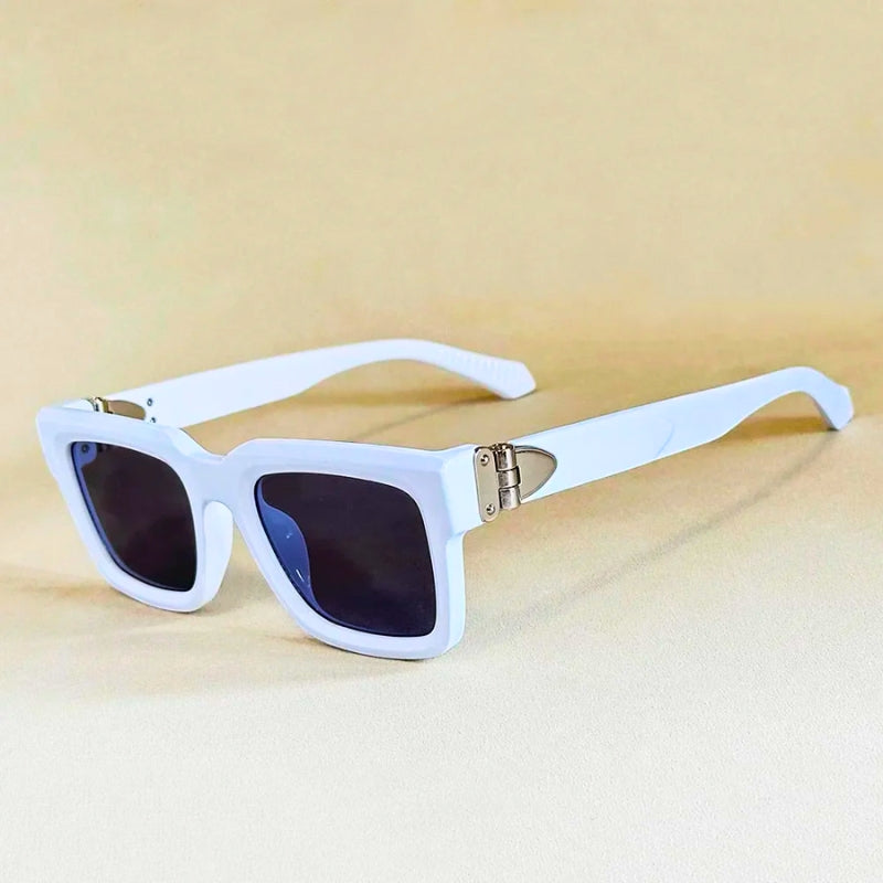 Black square sunglasses mixed acetate metal frame UV400 vintage-inspired bold geometry everyday style
