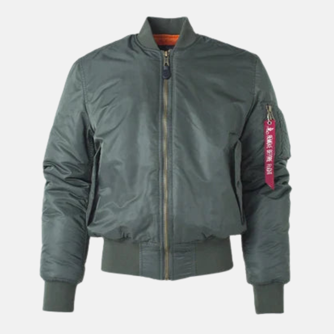 Men's relaxed fit bomber jacket wind-resistant woven blend ribbed cuffs hem outdoor urban style