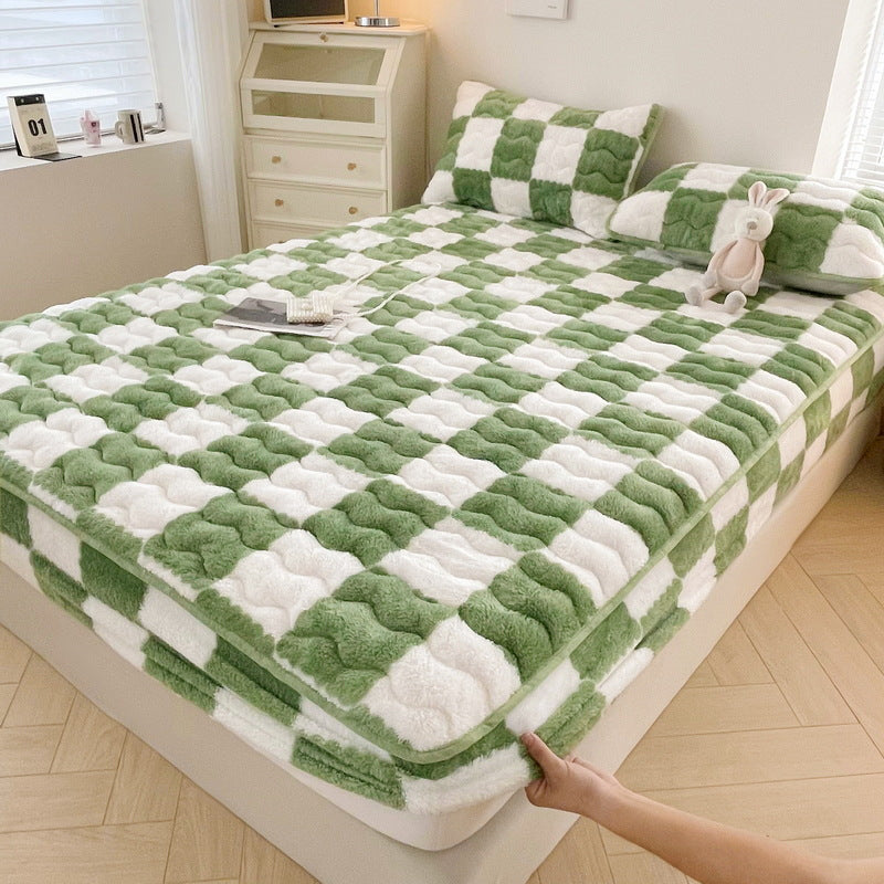Black white checkered velvet bedding set plush milk velvet modern bedroom bold graphic pattern