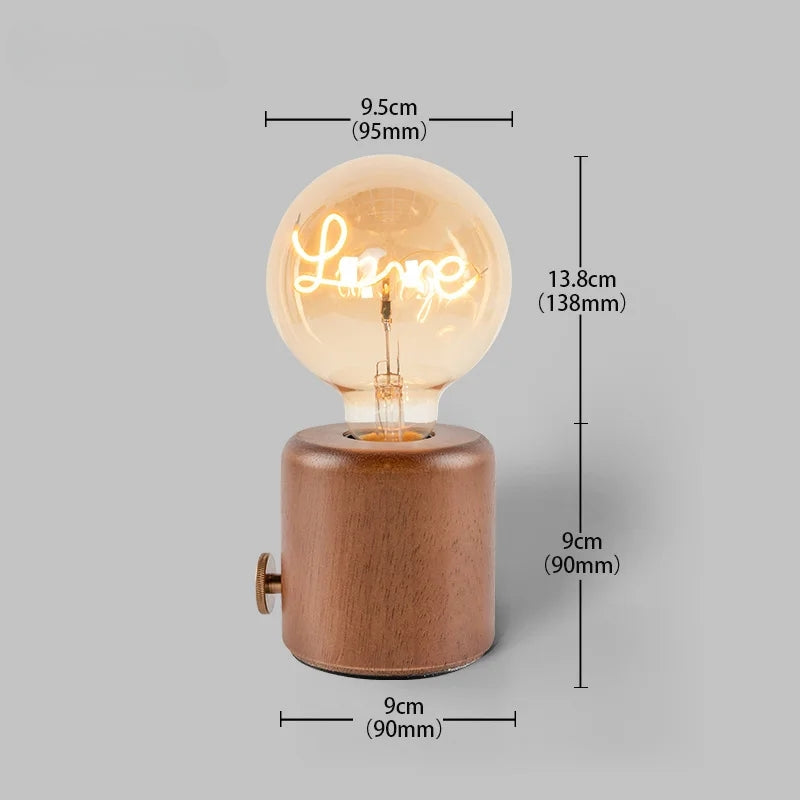 Amivor rechargeable oak wood ambient lamp with smooth dimming and 7-hour battery for cozy home lighting