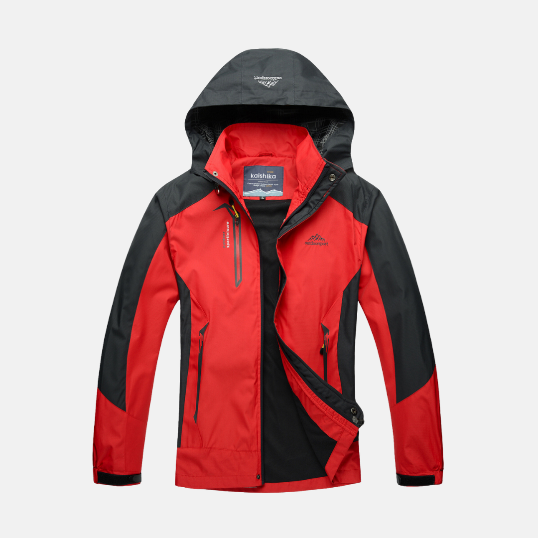 Women's black hooded zip-up jacket structured regular fit stand collar athletic style
