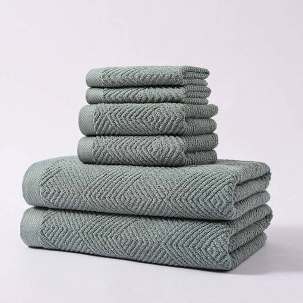 Minimalist chevron-patterned cotton bath towel set, ultra-soft absorbent textured weave spa-inspired