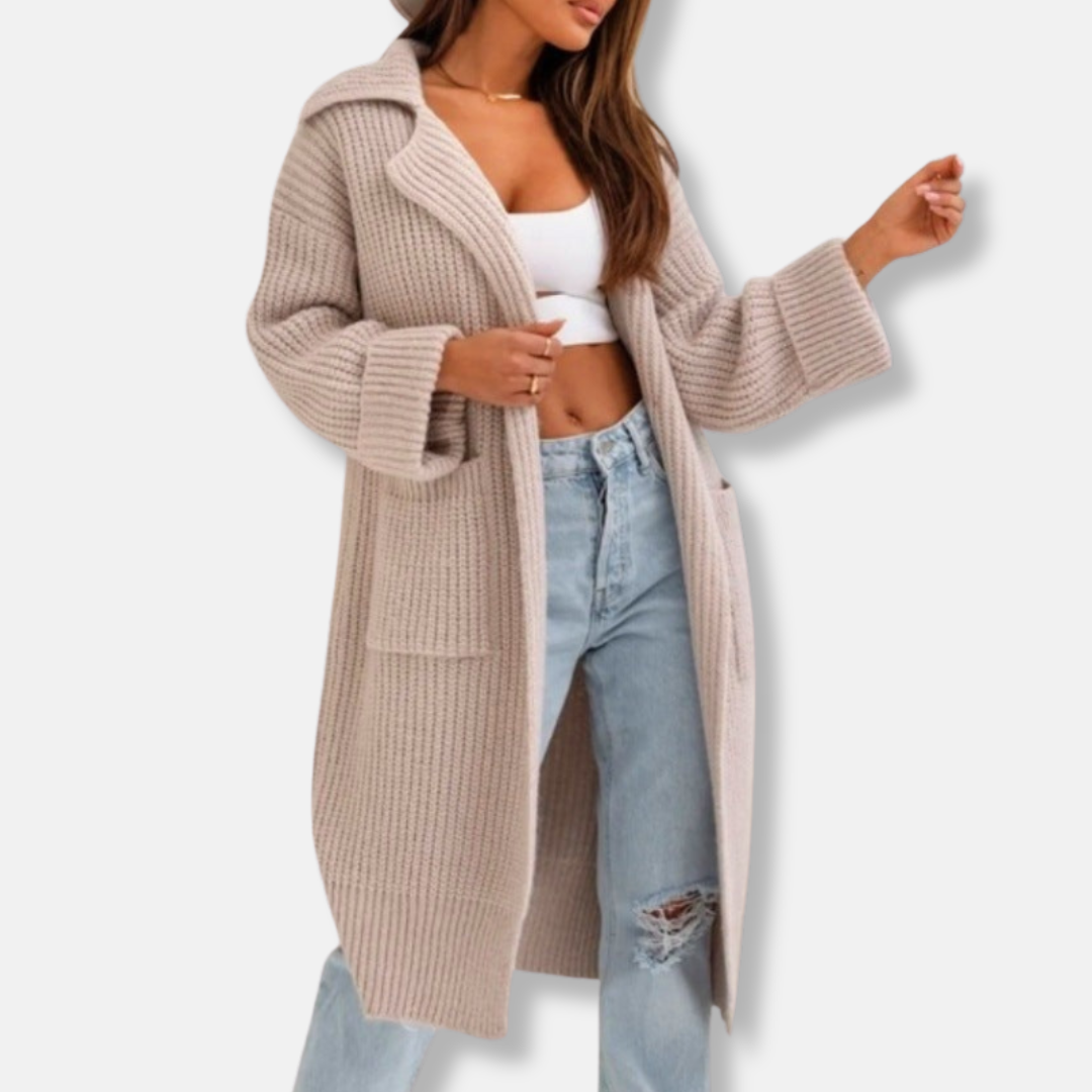 Women's wool blend oversized hooded knit coat with ribbed texture for cozy fall winter everyday wear