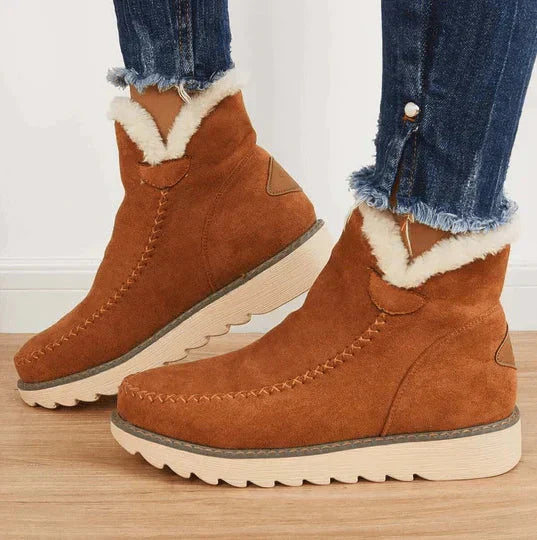 Camille women's warm ankle boots with faux fur lining, cozy winter style in versatile silhouette