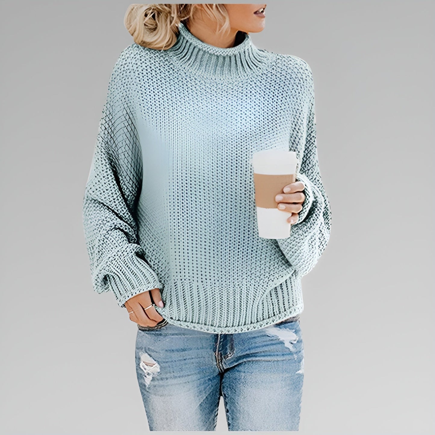 Women's oversized chunky knit sweater, relaxed fit with cozy textured knit for effortless casual elegance