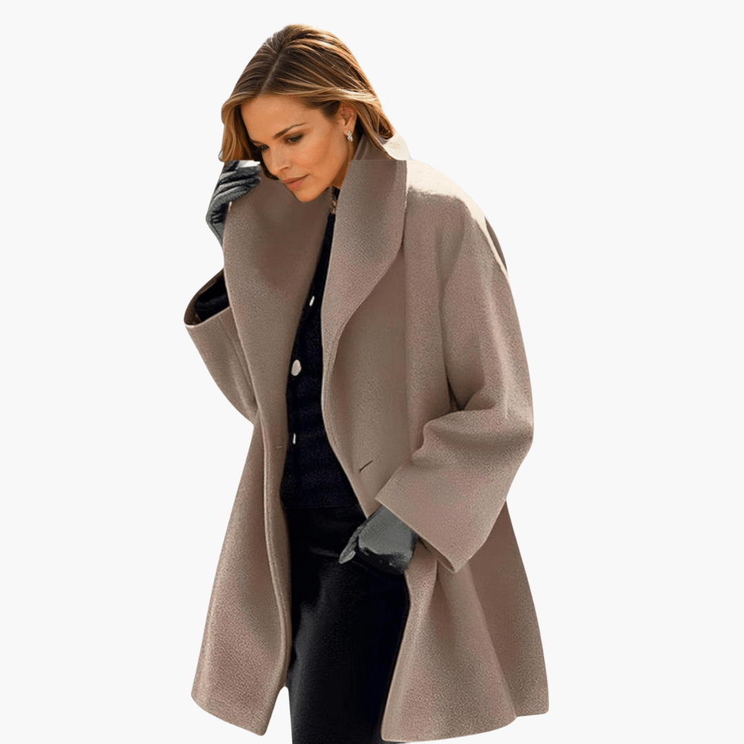 Women's red jacket wide collar long sleeves front zip pockets stylish everyday outerwear