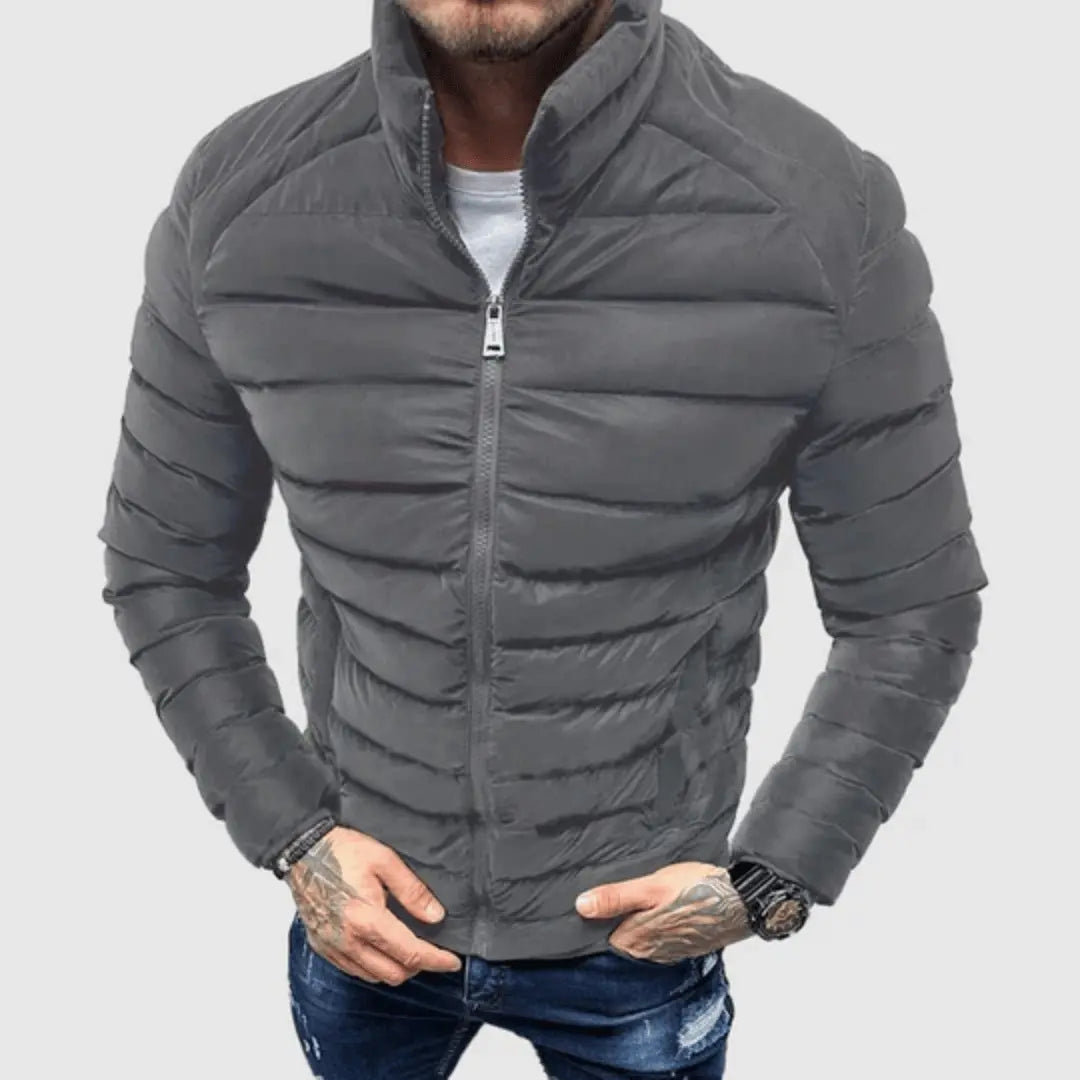Dan Arborio slim-fit navy puffer jacket with premium duck down insulation for urban wear
