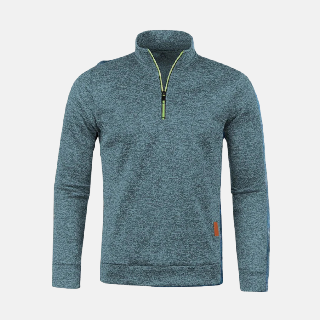 Men's micro textured knit quarter zip sweatshirt stand-up collar regular fit fall casual top