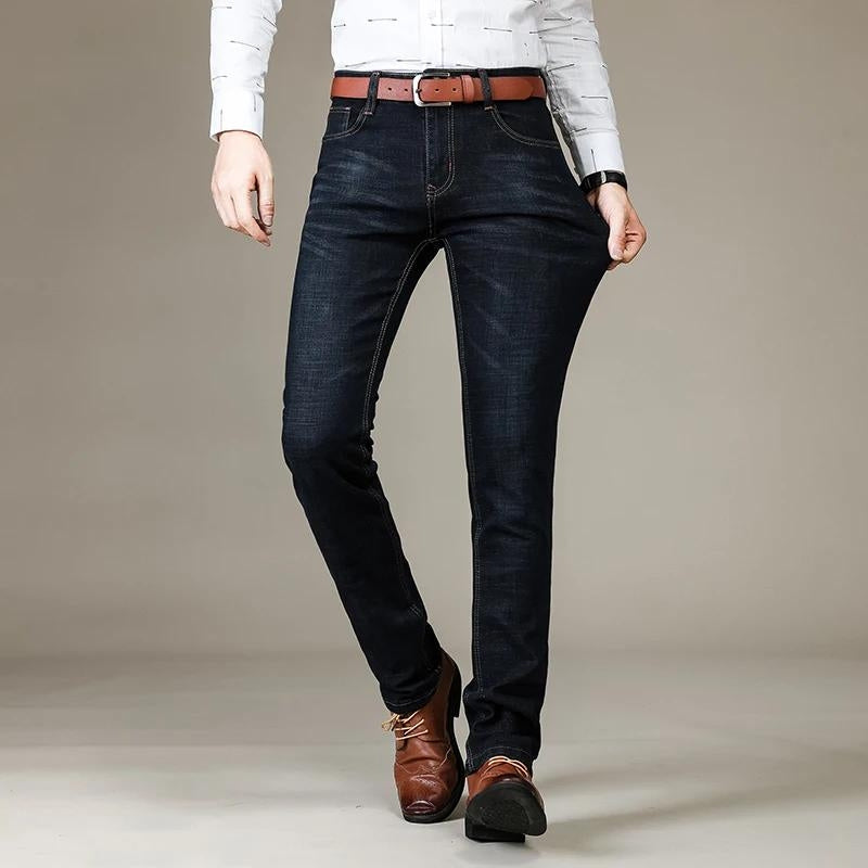 Men's Riga straight-cut stretch denim jeans in classic blue, premium fabric for work and casual wear