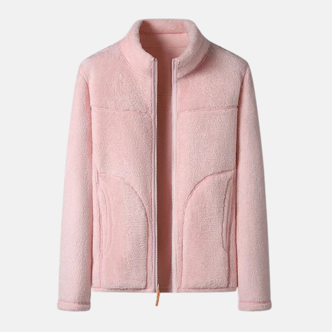 Women's regular fit fleece lined zip jacket cozy warm layer with full-zip closure for everyday wear