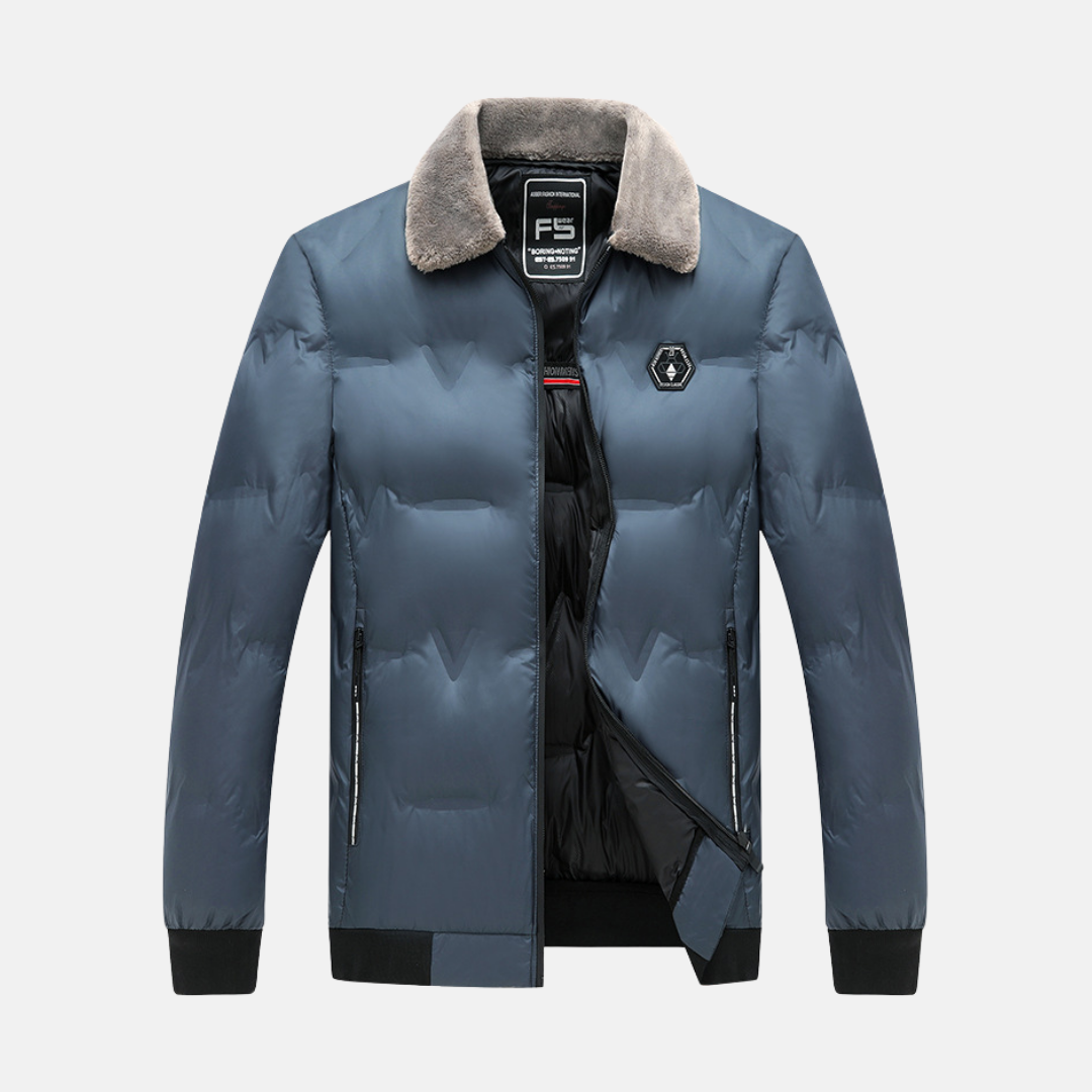 Men's regular fit bomber coat with cotton padding and faux fur collar for warm winter style