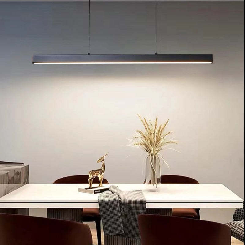 Industrial LED pendant lamp sleek metal frame acrylic diffuser modern interior dining kitchen lighting