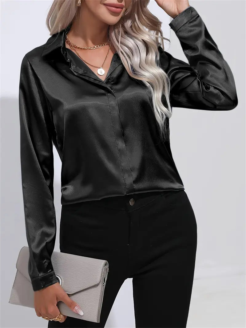 Women's long sleeve casual shirt relaxed fit versatile spring style easy care comfortable everyday wear