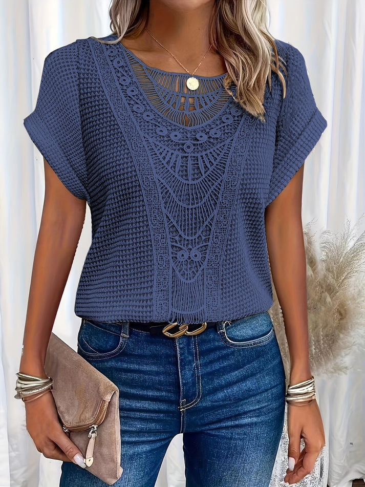 Clara beige lace top for women, delicate lace detailing, feminine silhouette, versatile everyday elegance