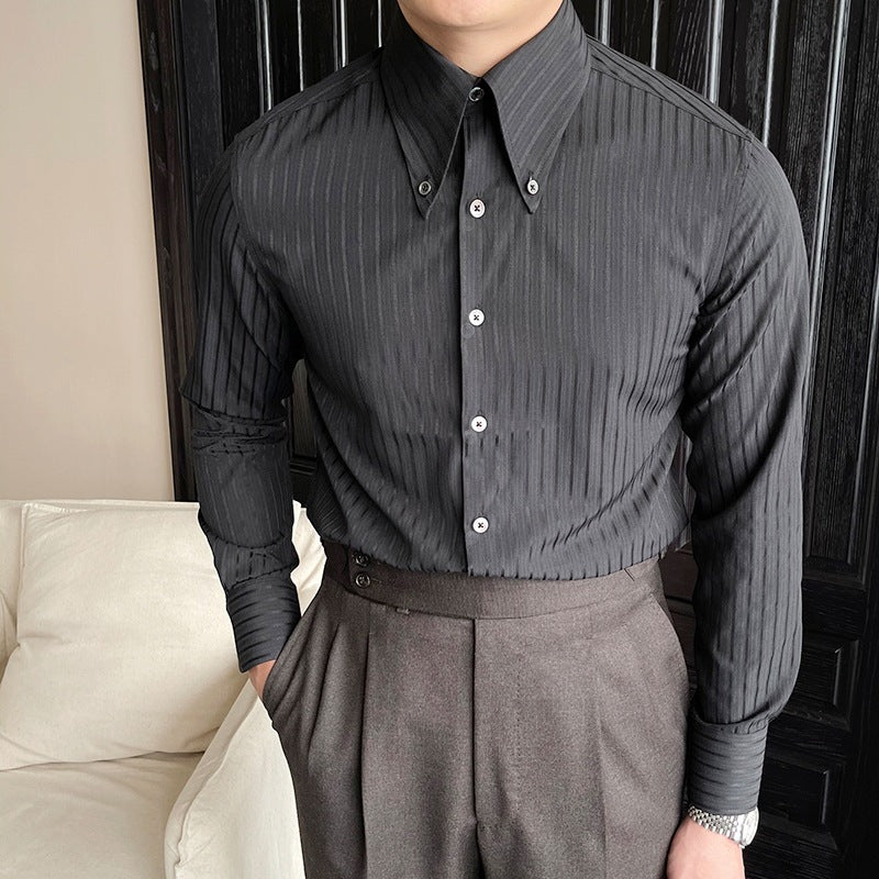 Sjaak men's slim fit long sleeve shirt breathable cotton blend refined silhouette modern classic
