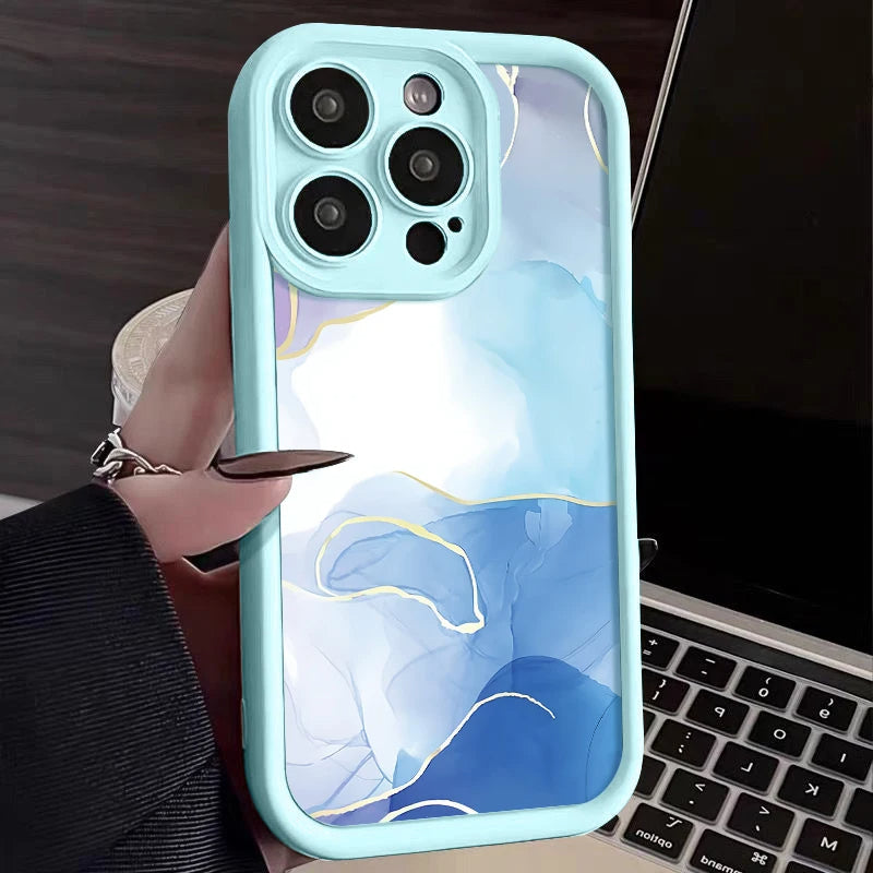 Elysian marble iPhone case elegant TPU silicone cover raised bezel scratch-resistant protection