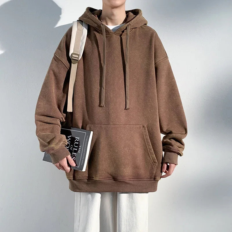Zenith washed oversized hoodie vintage faded finish breathable streetwear comfort pullover