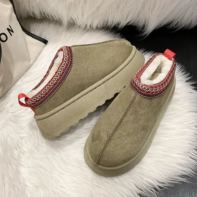 Cozy alpine fleece mules slip-on shoes warm lined interior durable traction chilly days