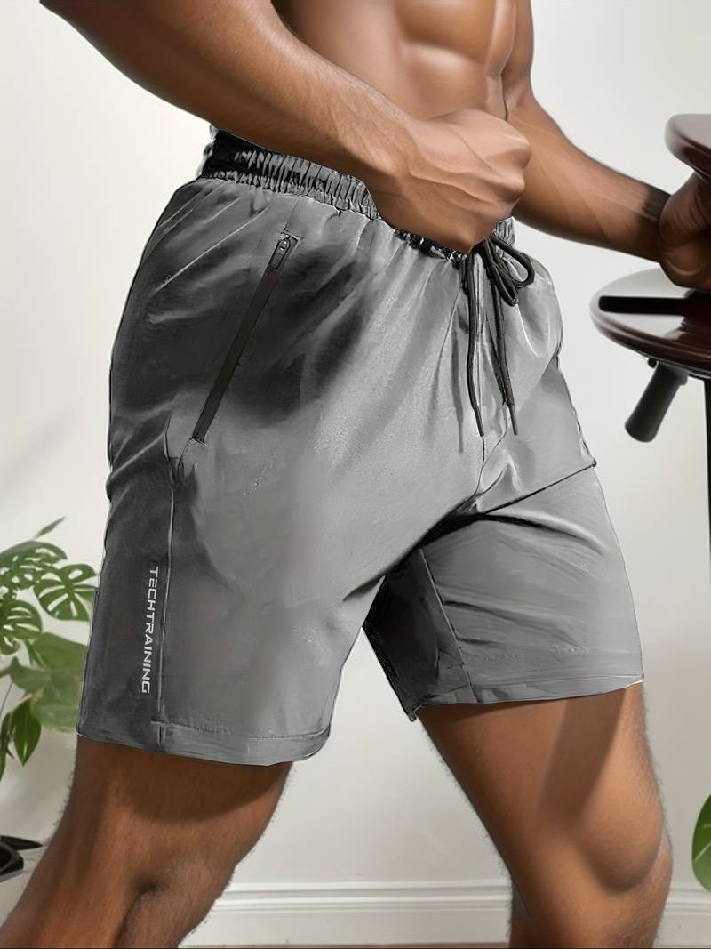 Men's navy blue athletic shorts quick-drying moisture-wicking fabric ideal for sports and outdoor activities