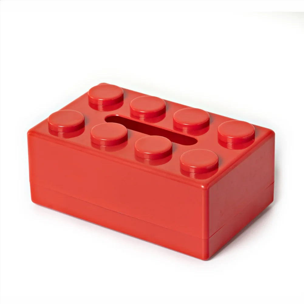 Bright ABS plastic nostalgic block-style tissue holder, durable colorful desk organizer for home decor