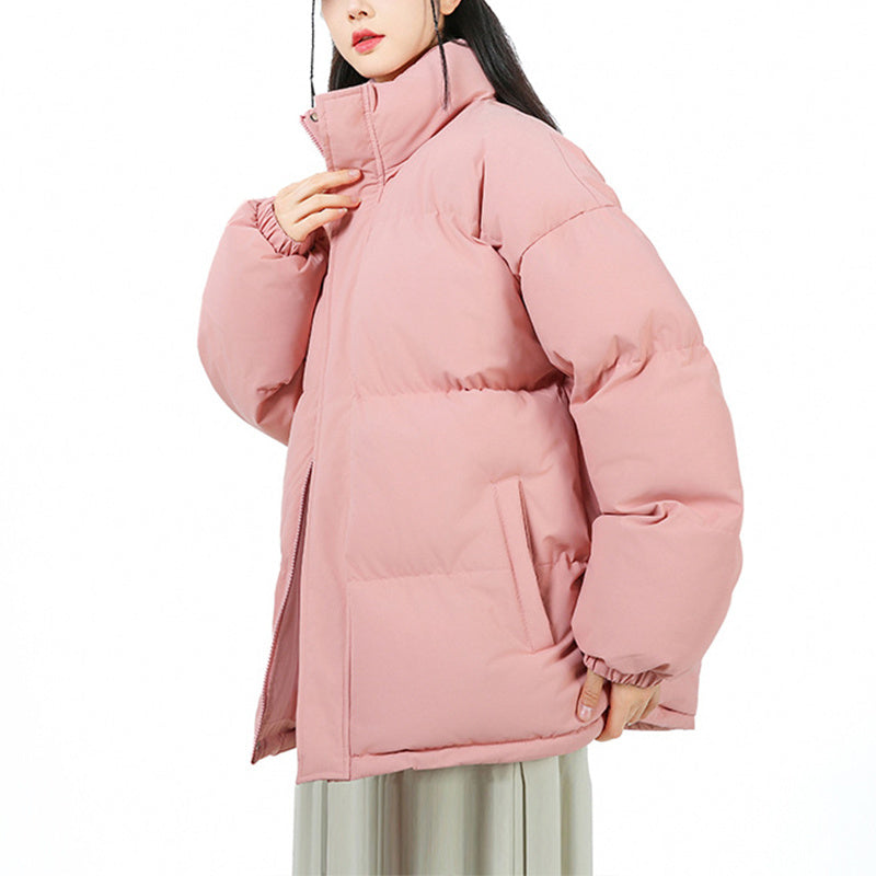 Unisex oversized winter jacket with stand-up collar, cozy streetwear style for cold days