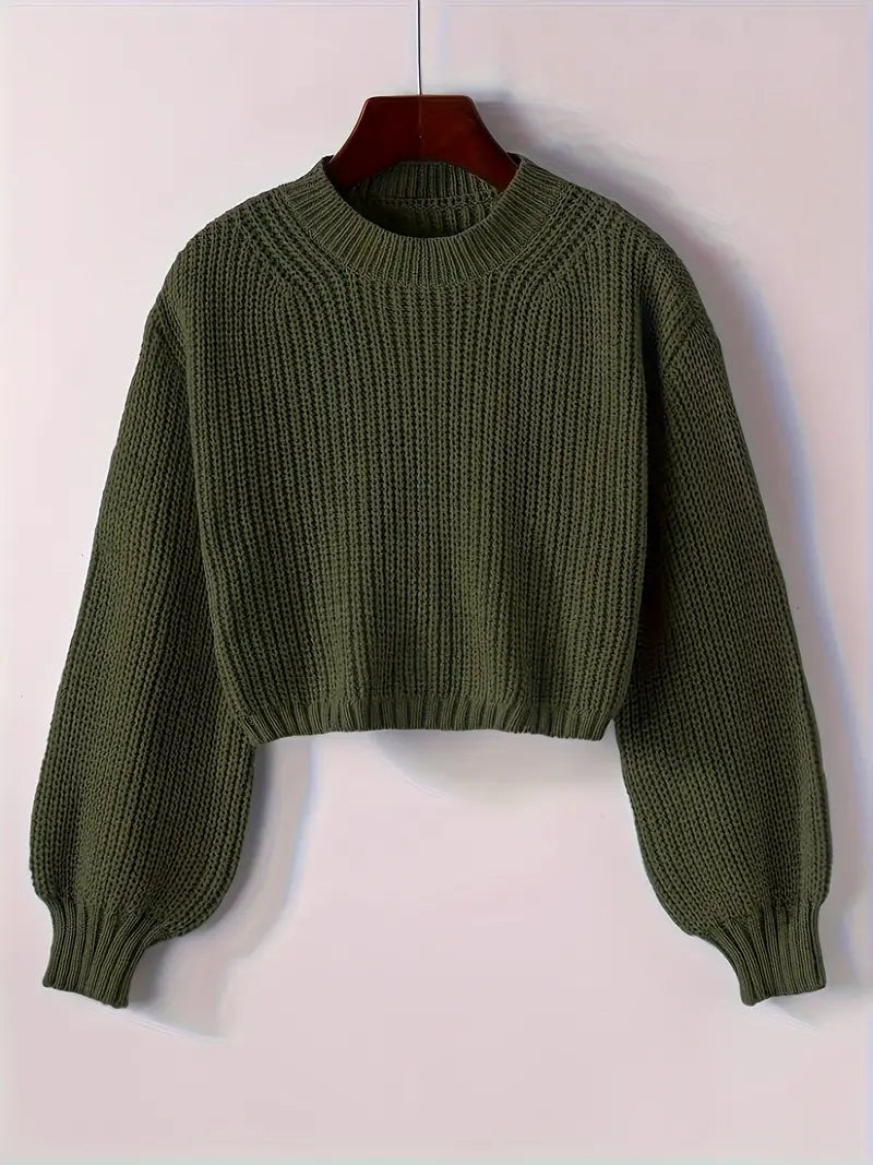 Women's cropped ribbed knit sweater cozy winter casual layering modern silhouette