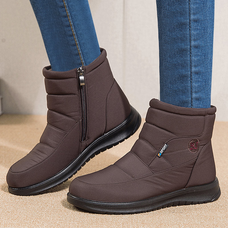 Women's black waterproof insulated winter boots urban style ankle cut with cushioned sole