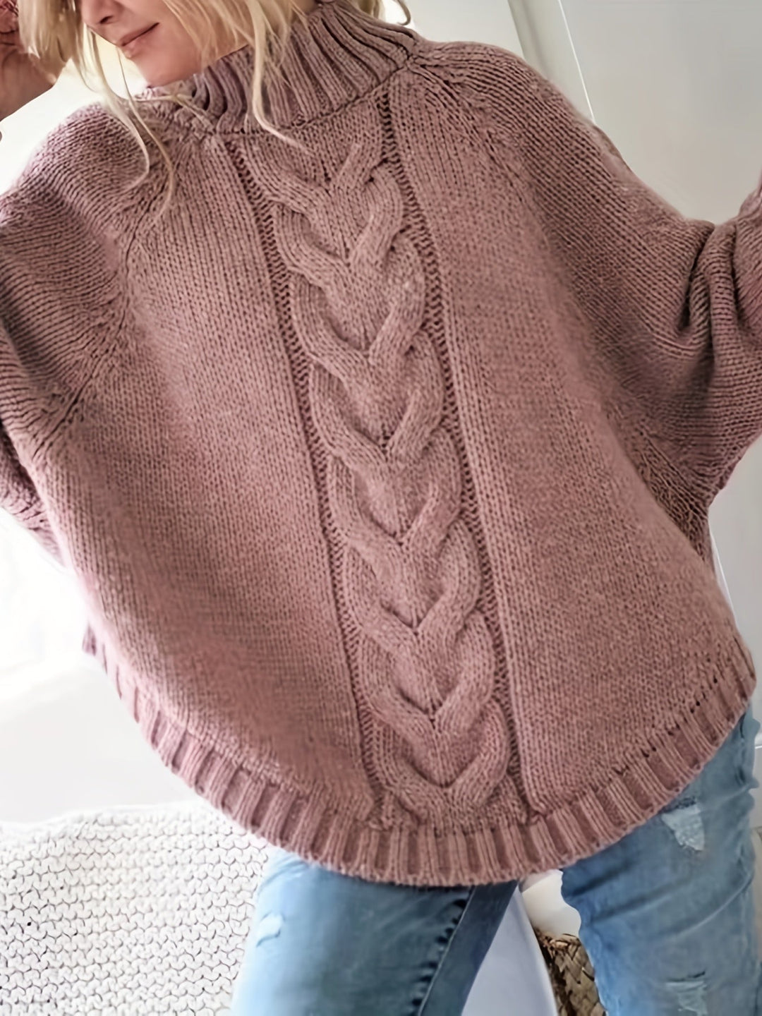 Mila women's cream knitted sweater classic crew neck cotton blend everyday elegant knitwear