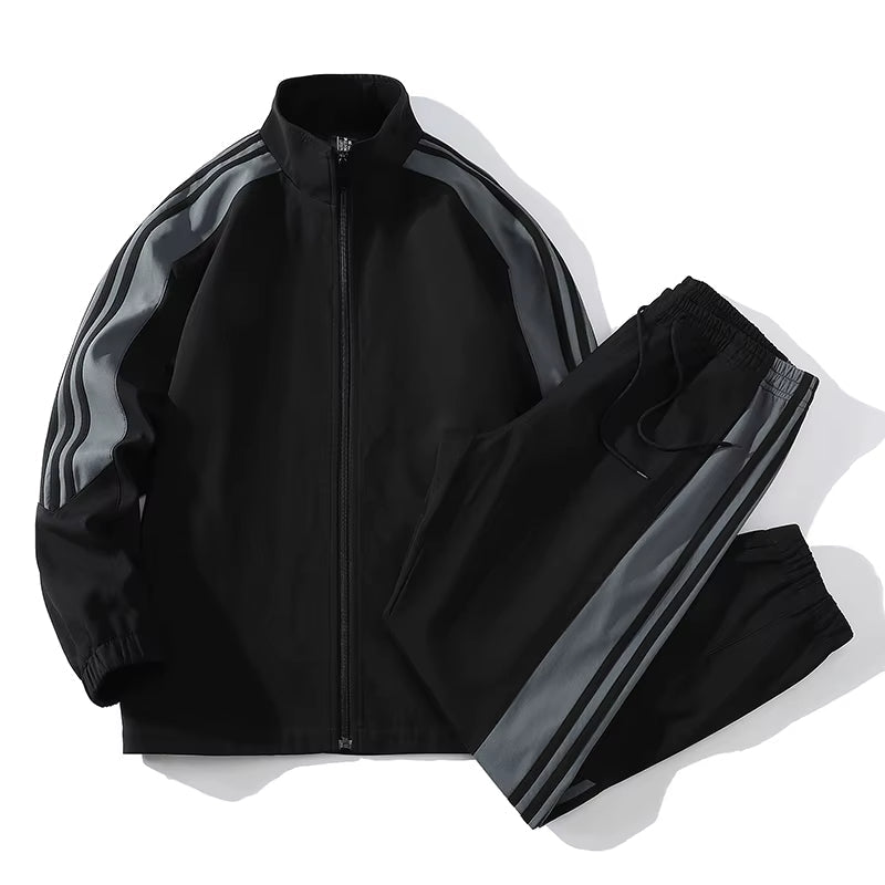 Ravello color-block tracksuit two-piece set with contrast stripe zip-up jacket and jogger pants
