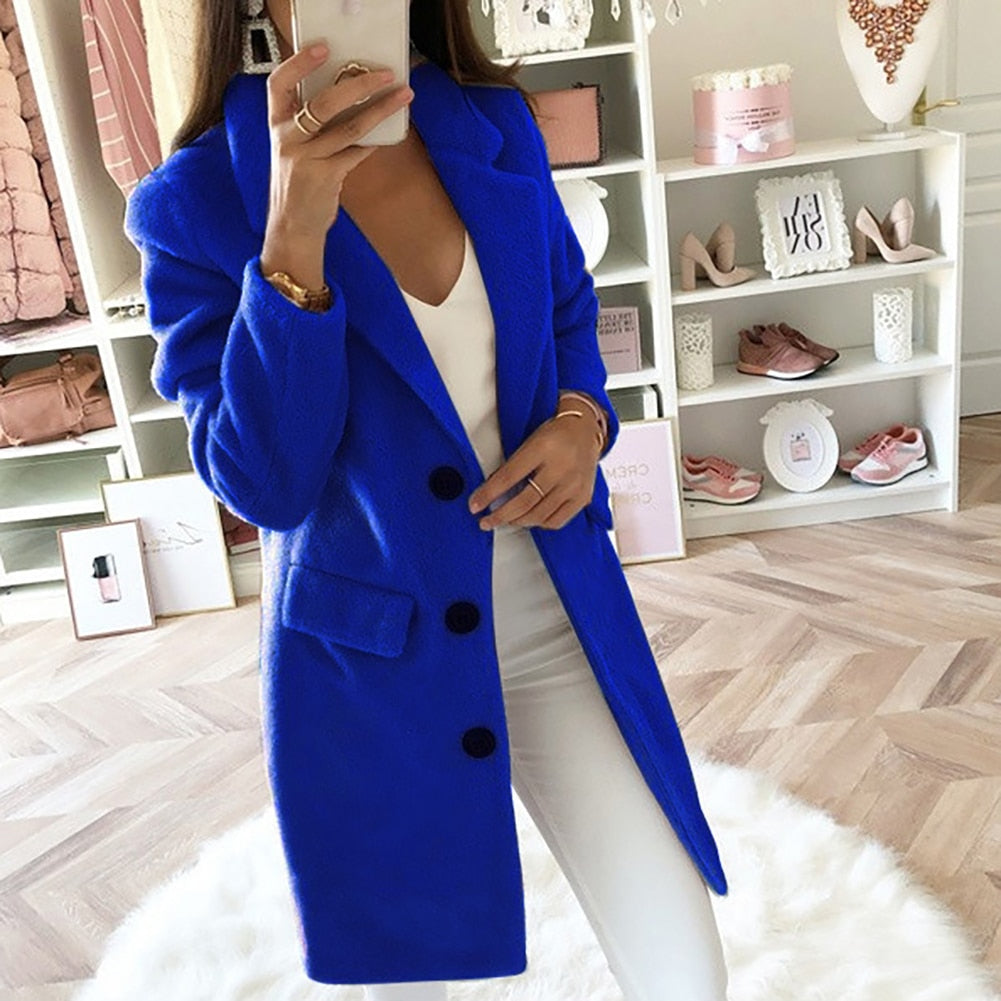 Women's elegant long windproof coat with feminine silhouette, Tina autumn jacket in classic style