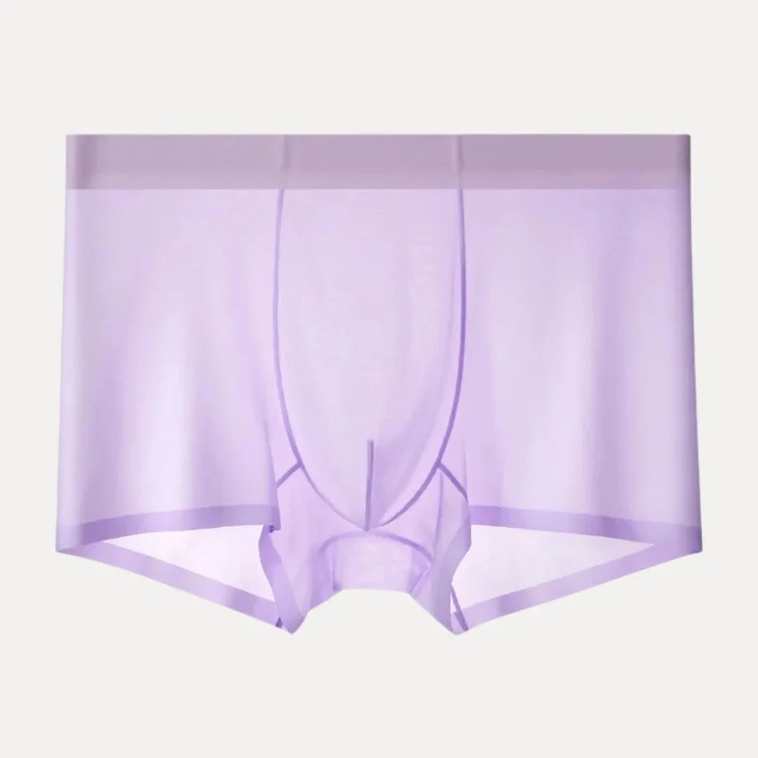 Ultra-thin ice silk men's boxer briefs in sheer fabric, lightweight breathable barely-there fit, 4-piece set