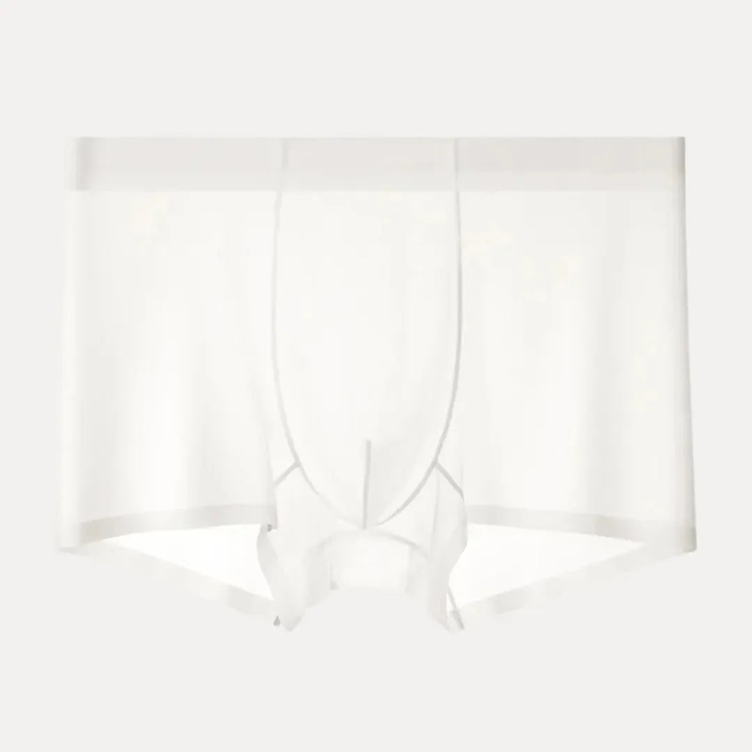 Men's ultra-thin ice silk boxer briefs in sheer lightweight fabric with barely-there breathable comfort fit