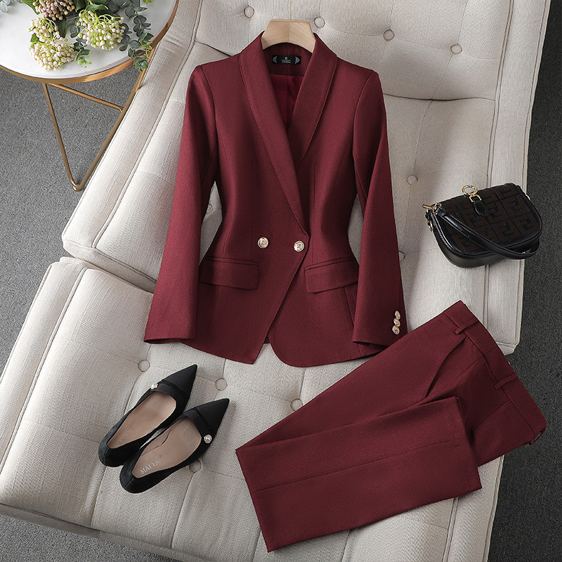 Women's formal blazer pants set polished tailored two-piece suit for office professional style