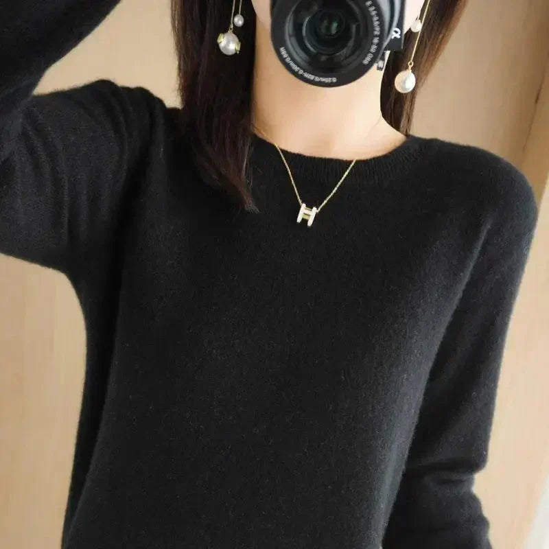 Women's soft knit sweater casual comfortable fit sustainable easy-care fashionable everyday style