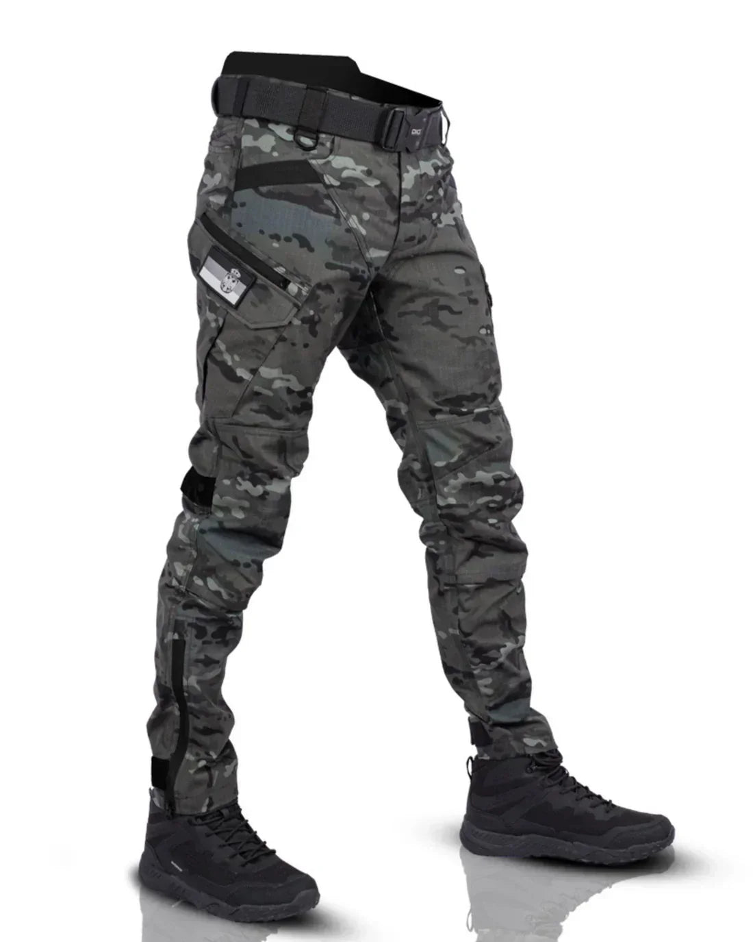 Men's tactical cargo pants in neutral tones, straight cut with multi-pocket utility design for rugged durability