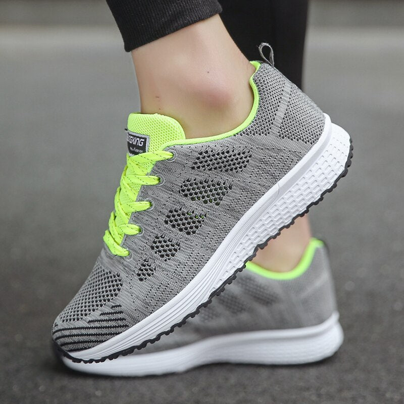 Women's beige orthopedic walking shoes with breathable knit upper and built-in arch support insole