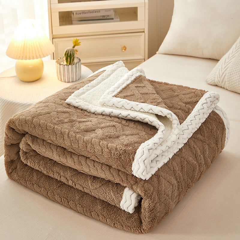 Reversible sherpa fleece throw blanket dual-texture plush cozy home warmth neutral tones