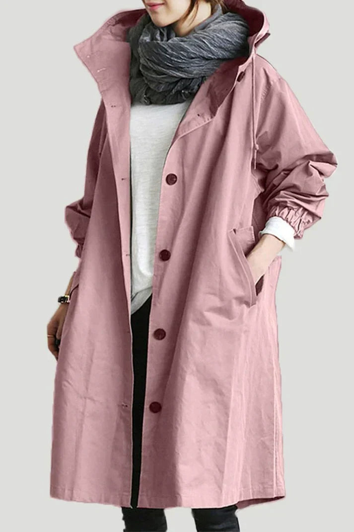 Women's lightweight hooded long coat, chic modern silhouette in versatile all-season style